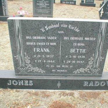 JONES Frank 1937-1984 &amp; Bettie RADOV 1936-1997
