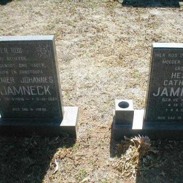 JAMNECK Renier Johannes 1916-1987 &amp; Hester Catharina DE VILLIERS 1919-1998