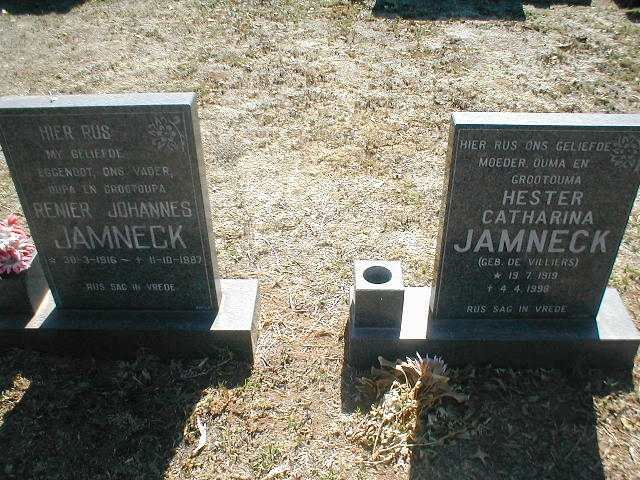 JAMNECK Renier Johannes 1916-1987 &amp; Hester Catharina DE VILLIERS 1919-1998