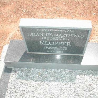 KLOPPER Johannes Marthinus Diedericks 1928-1985
