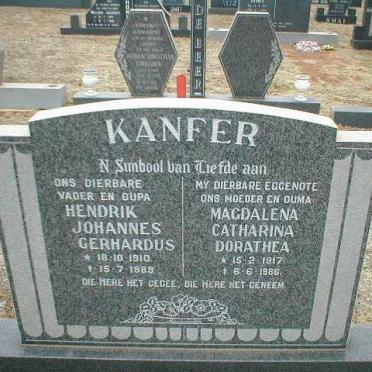 KANFER Hendrik Johannes Gerhardus 1910-1989 &amp; Magdalena Catharina Dorathea 1917-1986