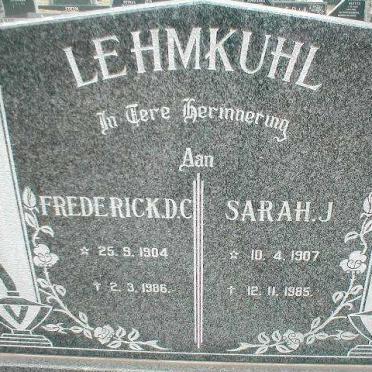 LEHMKUHL Frederick D.C. 1904-1986 &amp; Sarah J. 1907-1985