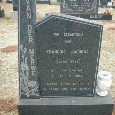 MERWE Francois Jacobus, van der 1914-1984