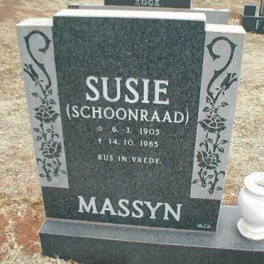 MASSYN  Susie geb. SCHOONRAAD 1905-1985