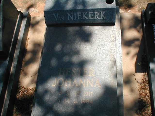 NIEKERK Hester Johanna, van 1917-1984