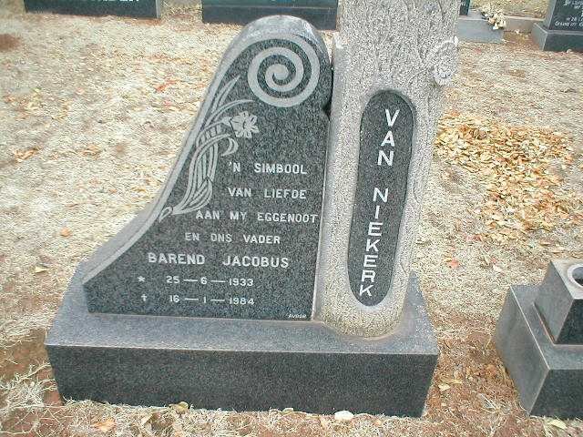 NIEKERK Barend Jacobus, van 1933-1984