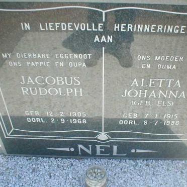 NEL Jacobus Rudolph 1905-1968 &amp; Aletta Johanna ELS 1915-1988