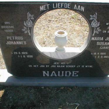 NAUDE Petrus Johannes 1926-1998 &amp; Maria Johanna Susanna 1926-1987