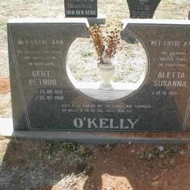 O'KELLY Gert Petrus 1915-1988 &amp; Aletta Susanna 1921-