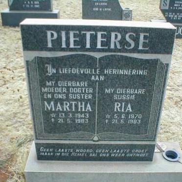 PIETERSE Martha 1943-1983 &amp; Ria 1970-1983