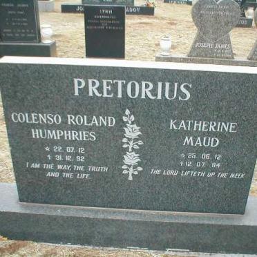 PRETORIUS Colenso Roland Humphries 1912-1992 &amp; Katherine Maud 1912-1984
