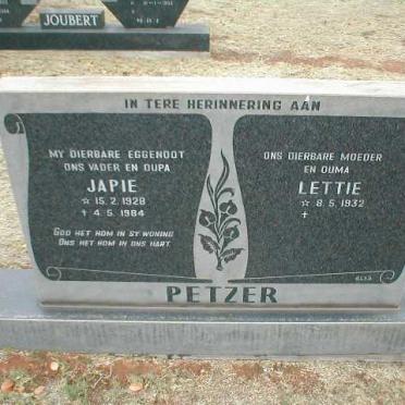 PETZER Japie 1928-1984 &amp; Lettie 1932-