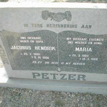 PETZER Jacobus Hendrik 1905-1996 &amp; Maria 1909-1989