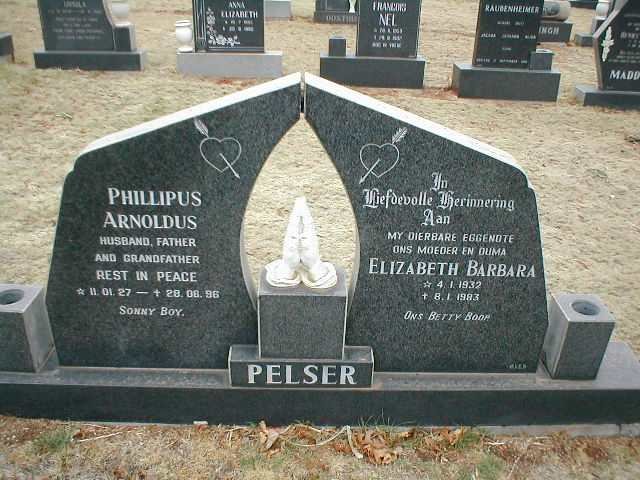 PELSER Phillipus Arnoldus 1927-1996 &amp; Elizabeth Barabara 1932-1983