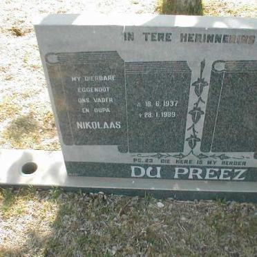 PREEZ Nikolaas, du 1937-1989