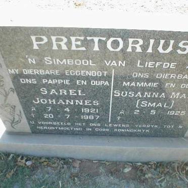 PRETORIUS Sarel Johannes 1921-1987 &amp; Susanna Maria SMAL 1925-