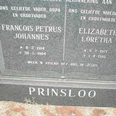 PRINSLOO Francois Petrus Johannes 1914-1984 &amp; Elizabeth Loretha 1921-1985