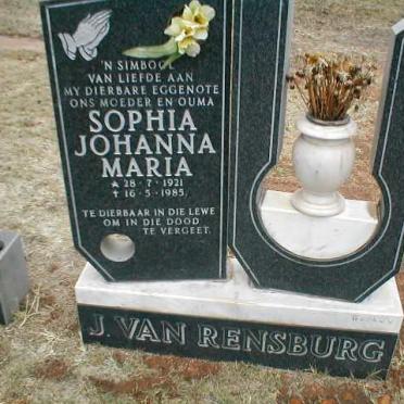 RENSBURG Sophia Johanna Maria, Janse van 1921-1985