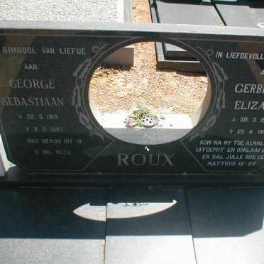 ROUX George Sebastiaan 1913-1987 &amp; Gerbrecht Elizabeth 1920-1995