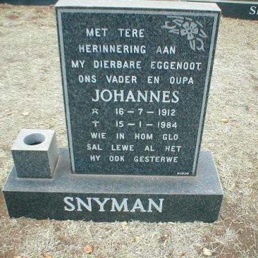 SNYMAN Johannes 1912-1984