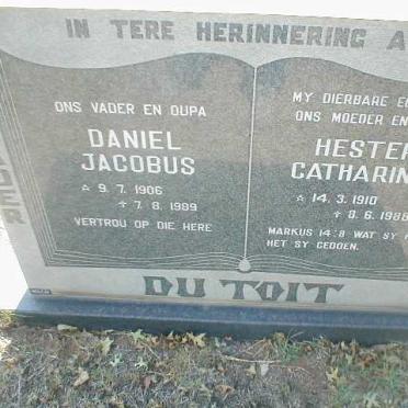 TOIT Daniel Jacobus, du 1906 - 1989 &amp; Hester Catharina 1910 - 1988