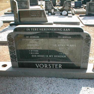 VORSTER Barend Johannes 1916-1982 &amp; Johanna Maria Aletta 1921-1986