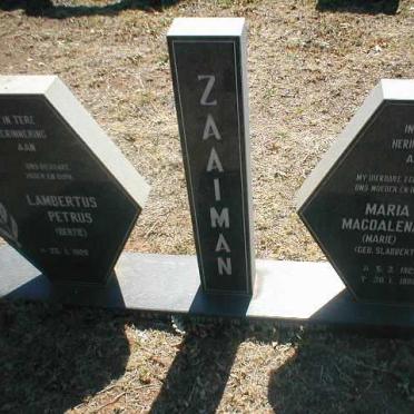 ZAAIMAN Lambertus Petrus 1920- &amp; Maria Magdalena SLABBERT 1925-1988