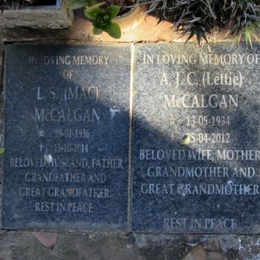 MCCALGAN L.S. 1936-2014 & A.J.C. 1934-2012