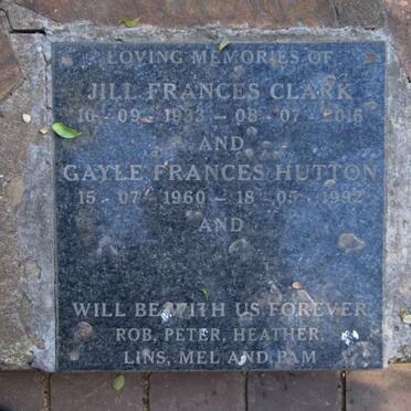 CLARK Jill Frances 1933-2016 :: HUTTON Gayle Frances 1960-1992