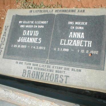 BRONKHORST David Johannes 1903-1973 &amp; Anna Elizabeth 1910-1982
