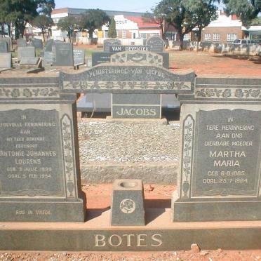 BOTES Martha Maria 1885-1964 :: BOTES Antonie Johannes Lourens 1908-1964