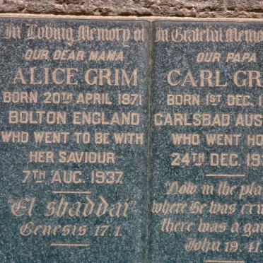 GRIM Carl 1866-1936 &amp; Alice 1871-1937