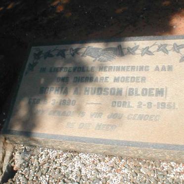 HUDSON Sophia A. geb. BLOEM  1890-1951