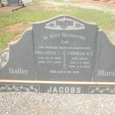 JACOBS Phillippus J.J. 1880-1959 &amp; Cornelia M.E. LOOTS 1887-1959