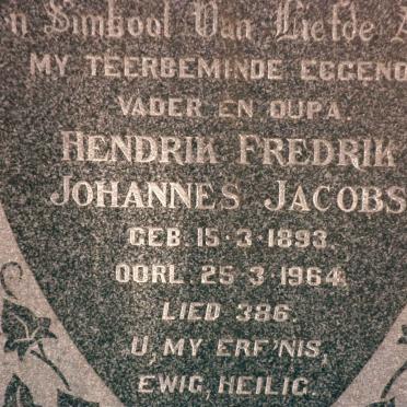JACOBS Hendrik Fredrik Johannes 1893-1964