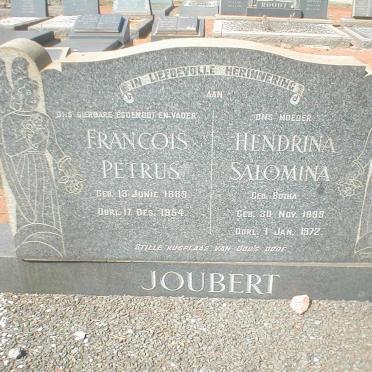 JOUBERT Francois Petrus 1889-1954 &amp; Hendrina Salomina BOTHA 1899-1972