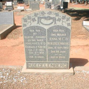KOEGELENBERG Johannes H.D. 1863-1950 &amp; Anna M.C.D. 1871-1955