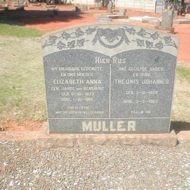 MULLER Theunis Johannes 1868-1960 &amp; Elizabeth Anna JANSE VAN RENSBURG 1873-1951