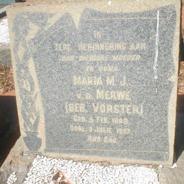 MERWE Maria M.J., v.d. nee VORSTER 1868-1957