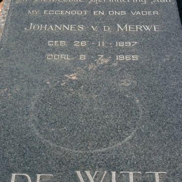 MERWE Johannes, v.d. 1897-1965
