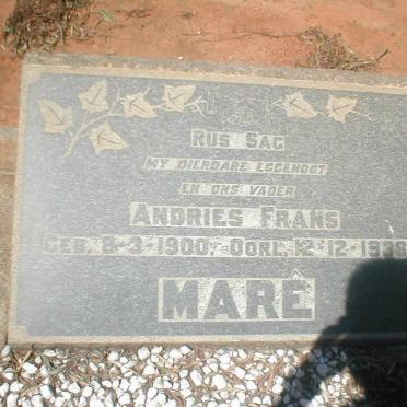 MARE Andries Frans 1900-1938