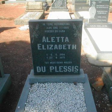 PLESSIS Aletta Elizabeth, du 1894-1979
