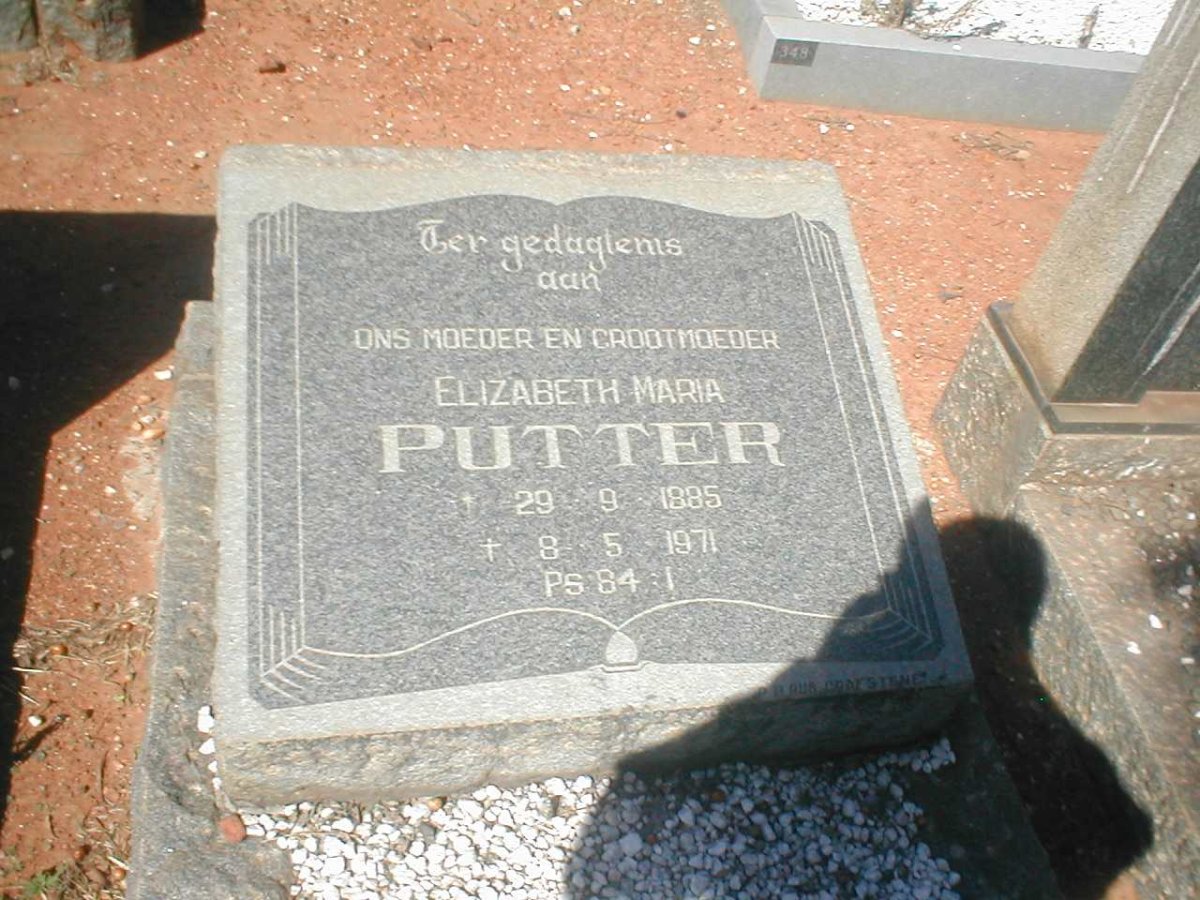 PUTTER Elizabeth Maria 1885-1971