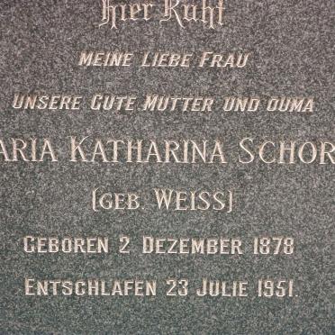 SCHORR Maria Katharina nee WEISS 1878-1951