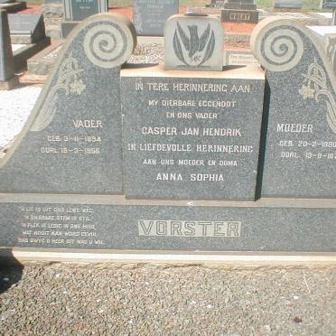 VORSTER Casper Jan Hendrik 1894-1955 &amp; Anna Sophia 1890-1971