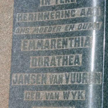 VUUREN Emmarenthia Dorathea, Jansen van nee VAN WYK 1901-1965