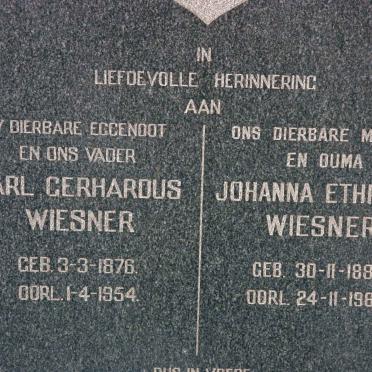 WIESNER Carl Gerhardus 1876-1954 &amp; Johanna Ethresia 1880-1963