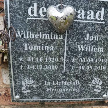 GRAAD Jan Willem, de 1919-2010 &amp; Wilhelmina Tomina 1920-2009
