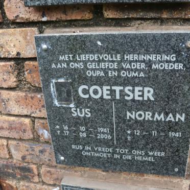COETSER Norman 1941- &amp; Sus 1941-2006