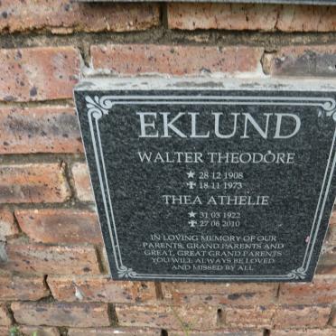 EKLUND Walter Theodore 1908-1973 &amp; Thea Athelie 1922-2010